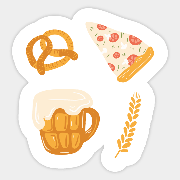 Beer sticker, Pizza sticker, Butterbrezel sticker, Germany sticker, Deutschland sticker, beer stickers, octoberfest stickers, octoberfest sticker Sticker by crocozen